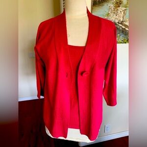 Women's raspberry colored single buttoned jacket, with attached tank
